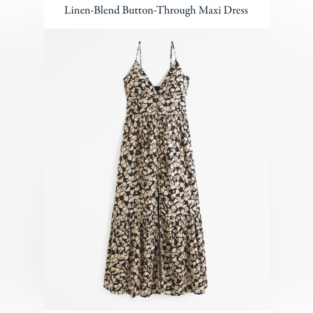 Abercrombie & Fitch Black and Tan Floral Print Maxi Dress